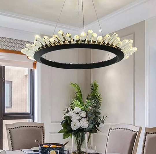 Люстра подвесная, черный, кристалл, JEREMY 100*15 металл, LED.