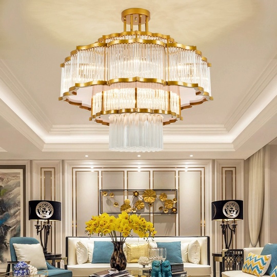 Люстра подвесная, золотой, стекло, AYDA 60*60, металл, E14.