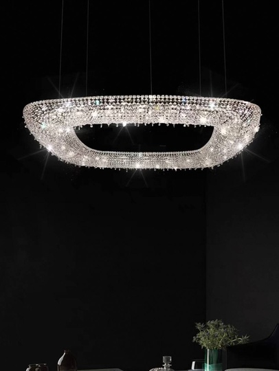 Люстра подвесная, серебро, хрусталь, SUSAN 80*80*25 металл, G9.