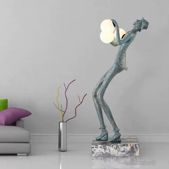 Торшер сине-зеленый Hatted, 60*40*175 см, LED, Е27*3, смола, стекловолокно, 24 Вт