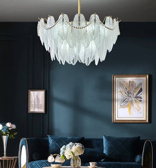 Люстра подвесная EZEL 50*30 золото, стекло, металл, Е14.