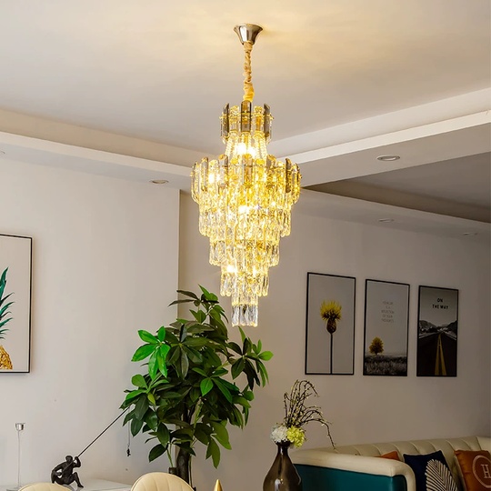 Люстра подвесная, золото, кристалл, LARK 120*200 металл, E14.