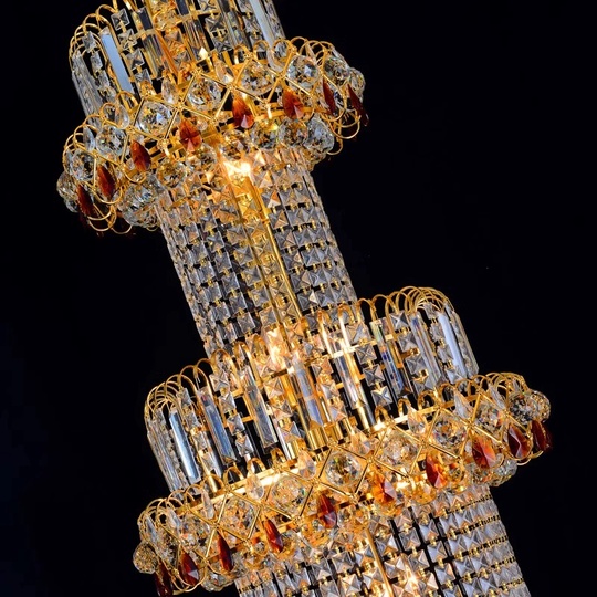 Люстра подвесная, золото, хрусталь, COOPER 150*220 металл, E14.