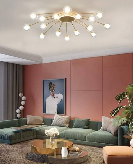 Люстра золотая Exalor, металл, стекло, 80*17 см, светодиодная, LED, G9