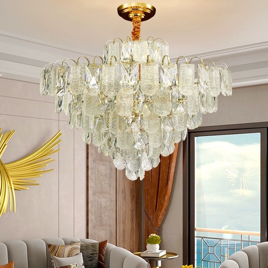 Люстра подвесная, золото, хрусталь, THOMAS 60*51 металл, E14.