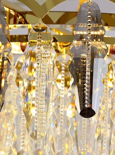 Люстра подвесная, медь, пепельный, кристалл, GUMUS 40*28, металл, Е14.