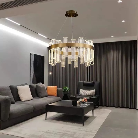 Светильник подвесной медный Evolqua, металл, трос 120 см, 60*30 см, LED