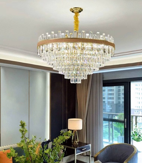 Люстра подвесная AKSES 50*31 золото, кристалл, металл, Е14.