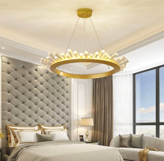 Люстра подвесная, золото, кристалл, KESTER 60*15 металл, LED.