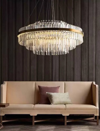 Люстра подвесная, бронза, хрусталь, VINTAGE 80*36, металл, LED.