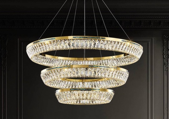 Люстра подвесная CANAN 40*180 золотой, хрусталь, металл, LED.