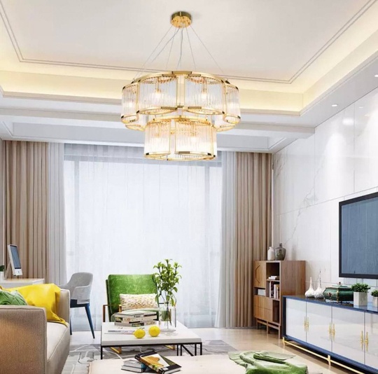 Люстра подвесная, золотой, стекло, AYDINC 60+100, металл, E14.