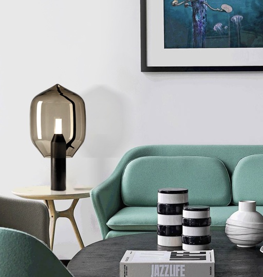 Черная настольная лампа LEDER, 25*48 см, G9, стекло, светодиодная