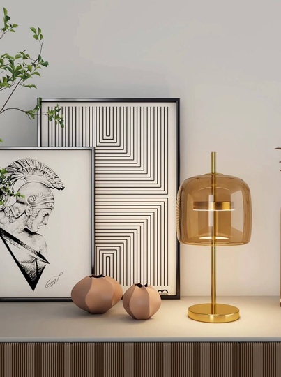 Настольная лампа NOTE 24*56, капучино, металл, стекло.