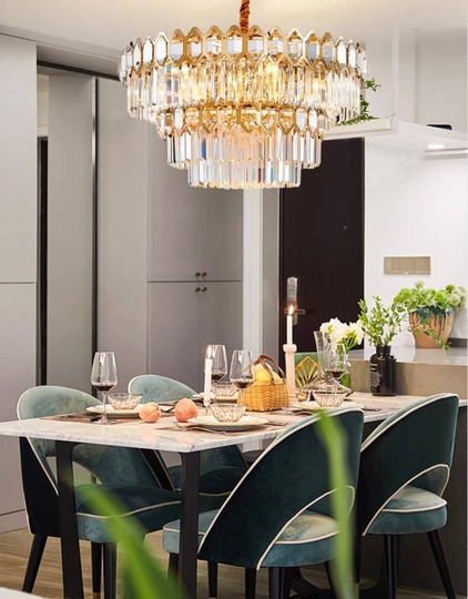 Люстра подвесная, золото, хрусталь, SHARYL 80*38, металл, E14.