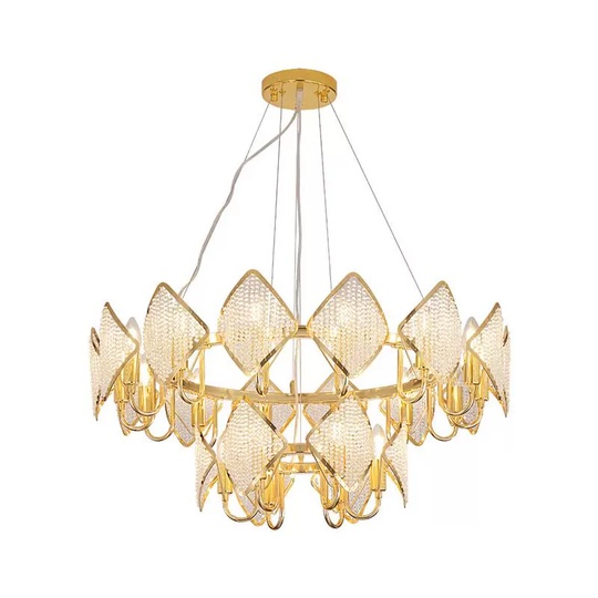 Люстра подвесная, золотой, бусины, ESTER 80*60, металл, G4.