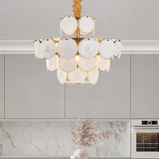 Люстра подвесная медная Aquorix, металл, стекло, трос 55 см, 100*55 см, Е14