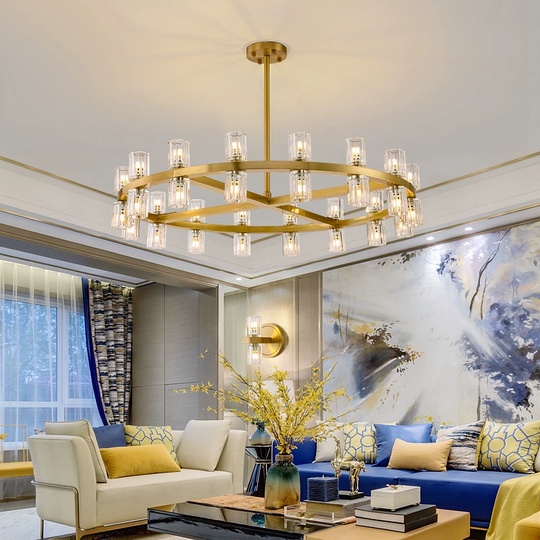 Люстра подвесная, медь, стекло, DINCAY 80*45, металл, G4.