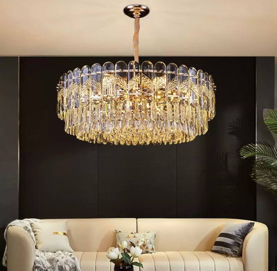 Люстра подвесная BIRCE 50*26 золото, кристалл, металл, E14.