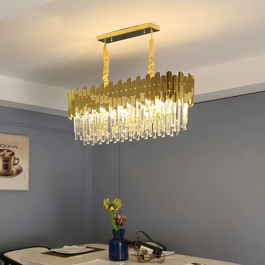 Люстра подвесная, медная, хрусталь, DILMEN 120*40, металл, Е14.