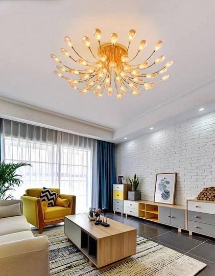 Люстра золотая Elydra, металл, стекло, 100*27 см, G4