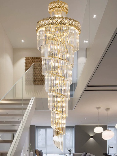 Люстра подвесная, золото, кристалл, MALVIN 45*140 металл, E14.