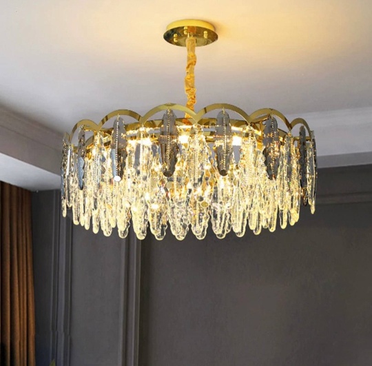 Люстра подвесная, медь, пепельный, кристалл, GUMUS 50*28, металл, Е14.