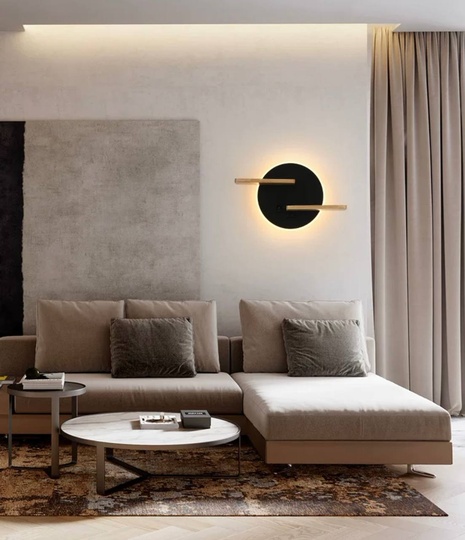 Настенный светильник, Бра, GABE 30*19, черный, дерево, металл, LED.