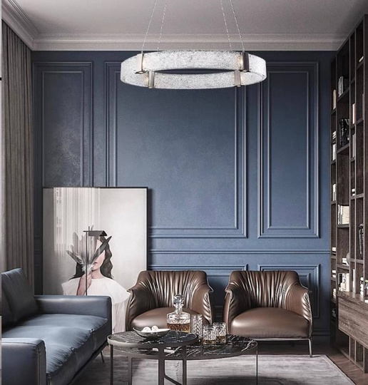 Люстра подвесная, черный, стекло, CHAIM BLACK 60*10, металл, LED