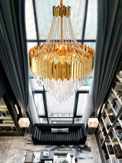 Люстра подвесная, золото, кристалл, BISCUIT 60*100 металл, E14.