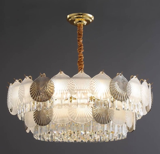 Люстра подвесная ERKE 100*36 золото, стекло, металл, Е14.