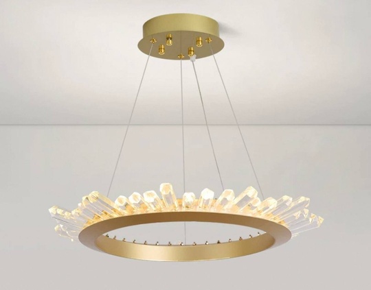 Люстра подвесная, золото, кристалл, KESTER 50*15 металл, LED.