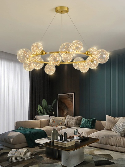 Люстра подвесная, золото, стекло, CHAT GOLD 60*32, металл, LED