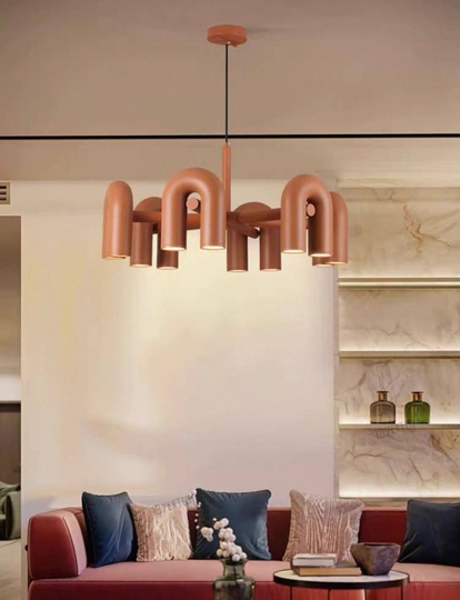 Светильник подвесной красный Elyquor, металл, трос 150 см, 60*38 см, LED