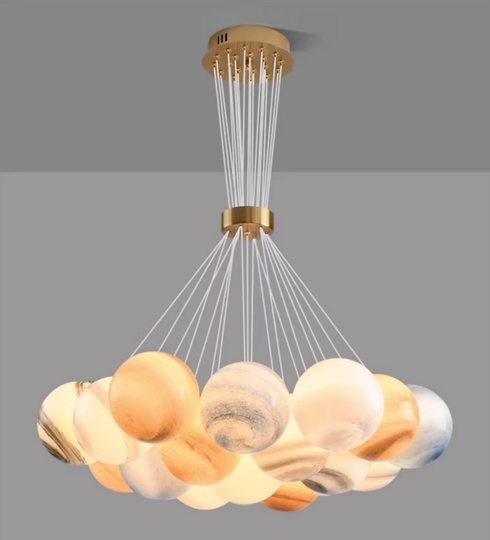 Подвесной светильник Planet, 75 см, 19 плафонов, разноцветный