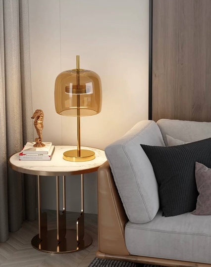 Настольная лампа NOTE 24*56, капучино, металл, стекло.