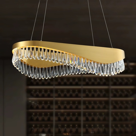 Люстра подвесная, медь, кристалл, GUNEY 80*25, металл, LED.