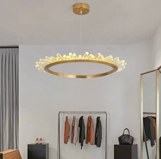 Люстра подвесная, золото, кристалл, KESTER 100*15 металл, LED.