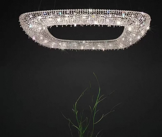 Люстра подвесная, серебро, хрусталь, SUSAN 160*160*28 металл, G9.