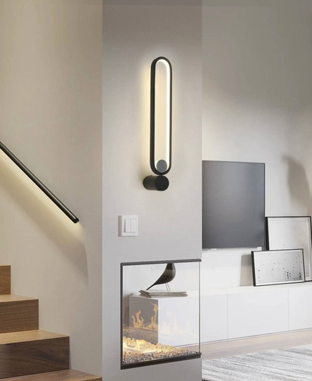 Настенный светильник, Бра, GEOFFREY 10*52, черный, металл, LED.