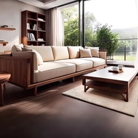 Прямой диван Allen темный орех, ткань, 280*85*80 см