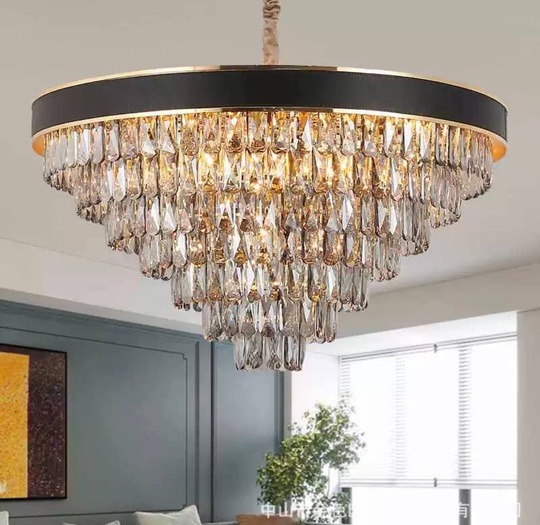 Люстра подвесная ALA 80*42 золото, кристалл, металл, Е14.