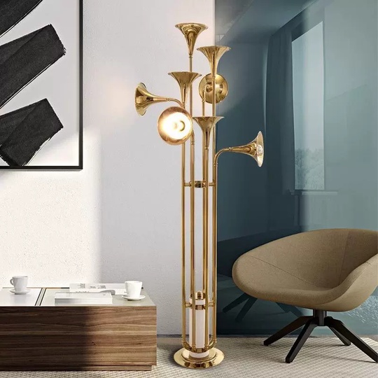 Торшер, медь Norman 60*170, светодиодный, E14*8, металл