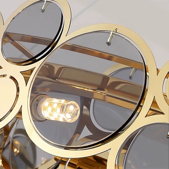 Люстра подвесная, золото, дымчатый, стекло, AUTUG 96*13, металл, G9.