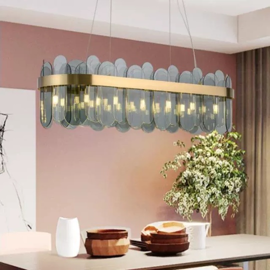 Люстра подвесная, медь, пепел, стекло, DOLUNAY 80*27, металл, G9.