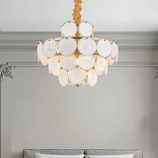 Люстра подвесная медная Aquorix, металл, стекло, трос 55 см, 100*55 см, Е14