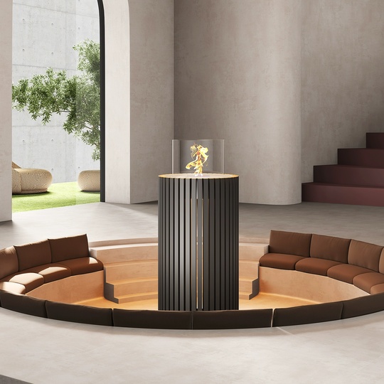 Стильный напольный камин, черный, жидкостный, 60*150 см