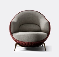 Стильное кресло Fisae вишнево-серое, 91*93*86 см, не раскладное, итальянский стиль