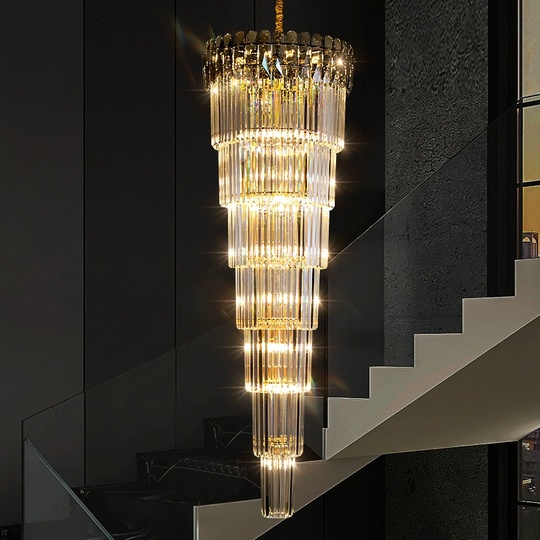 Люстра подвесная, золото, кристалл, LIPTON 55*180 металл, E14.