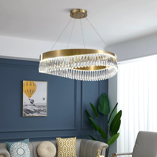 Люстра подвесная, медь, кристалл, GUNHAN 40*25, металл, LED.